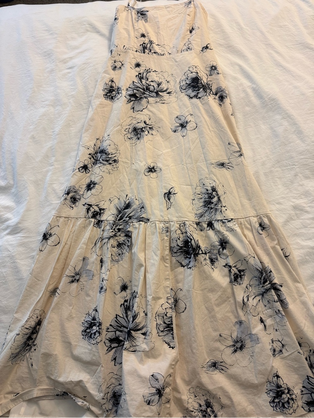 Express Cream Maxi Skirt with Black Floral Print